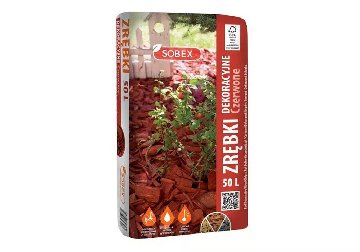 Zrębki dekoracyjne czerwone 50 l Sobex