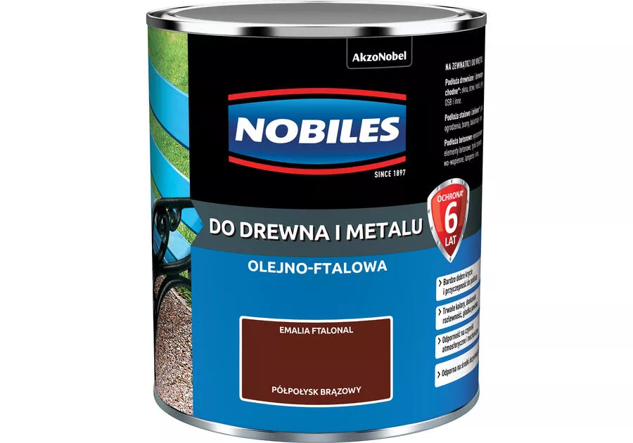 Farba olejno-ftalowa do drewna i metalu 0,7 l brąz 