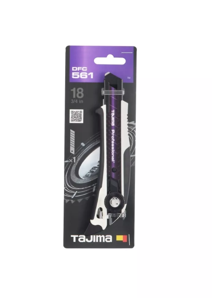 Nóż łam. 18mm czarno-biały płetwa